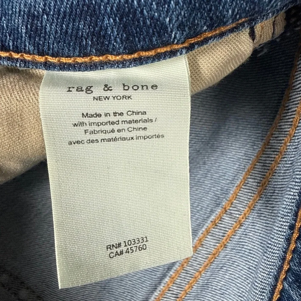 Rag & Bone Cate Mid-Rise Ankle Skinny Jeans Women 28 Blue Denim Raw Hem Designer